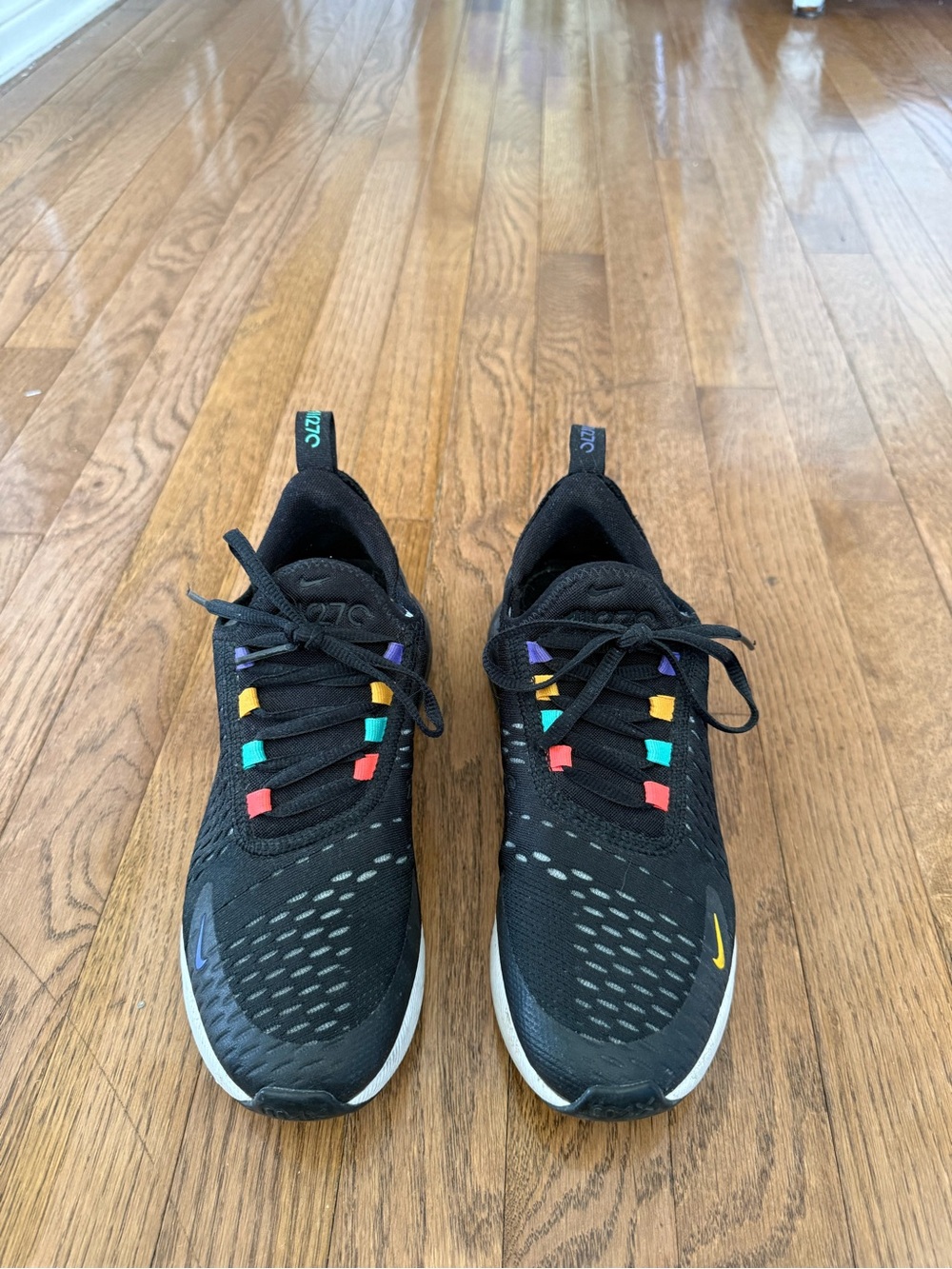 Nike AirMax 270 Black Sneakers with Multicolor Lace Accents